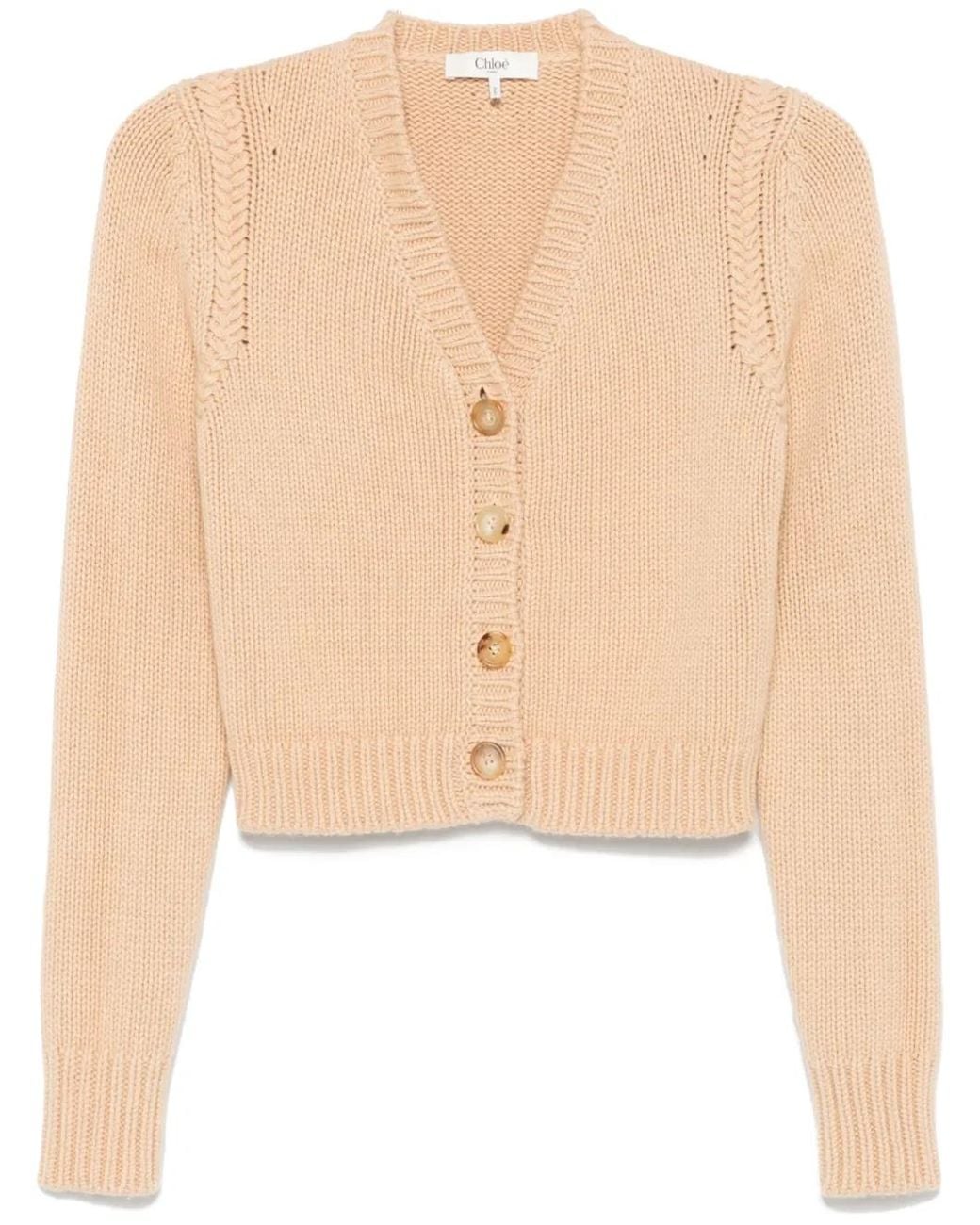 Chloé Natural V-Neck Cardigan