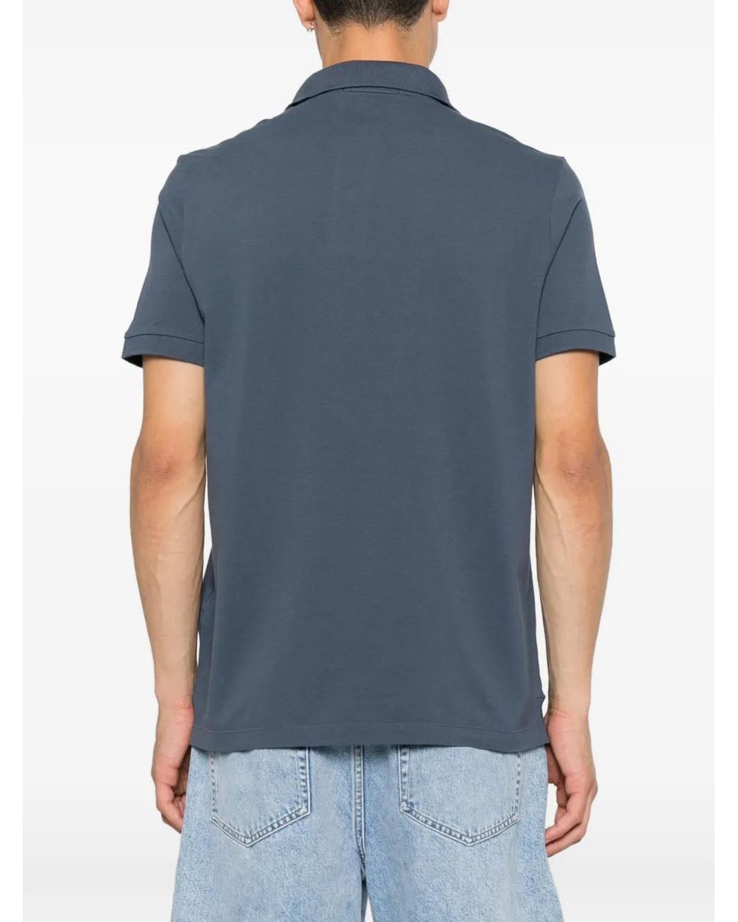 Stone Island Blue Polo Cintré À Patch Logo En Coton for men