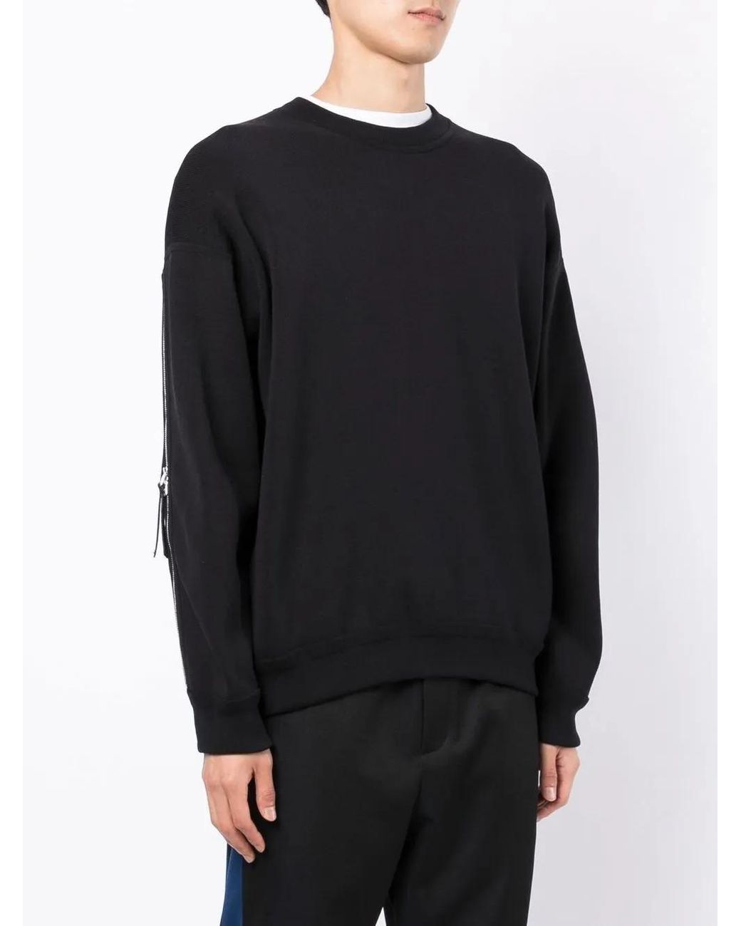 3.1 Phillip Lim Black Crewneck Zip-Sleeve Jumper for men