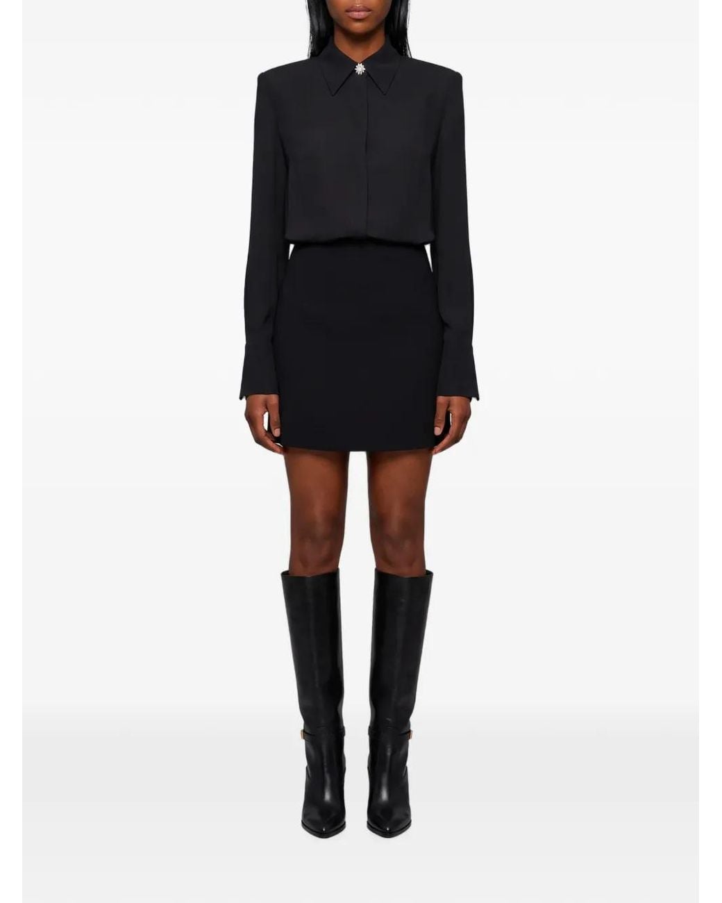 SUTTON NEW YORK Black Long-Sleeve Jewel-Button Mini Dress