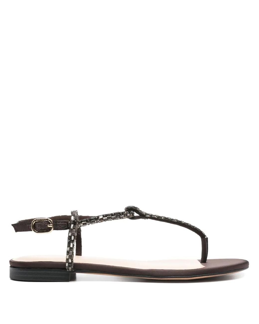 Twinset Brown Beaded Sandals