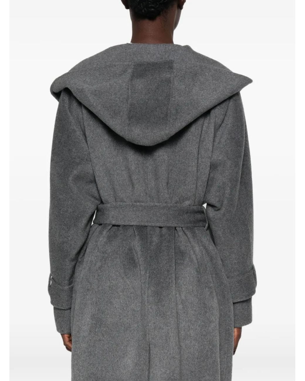 SOLOTRE Gray Hooded Belted Coat