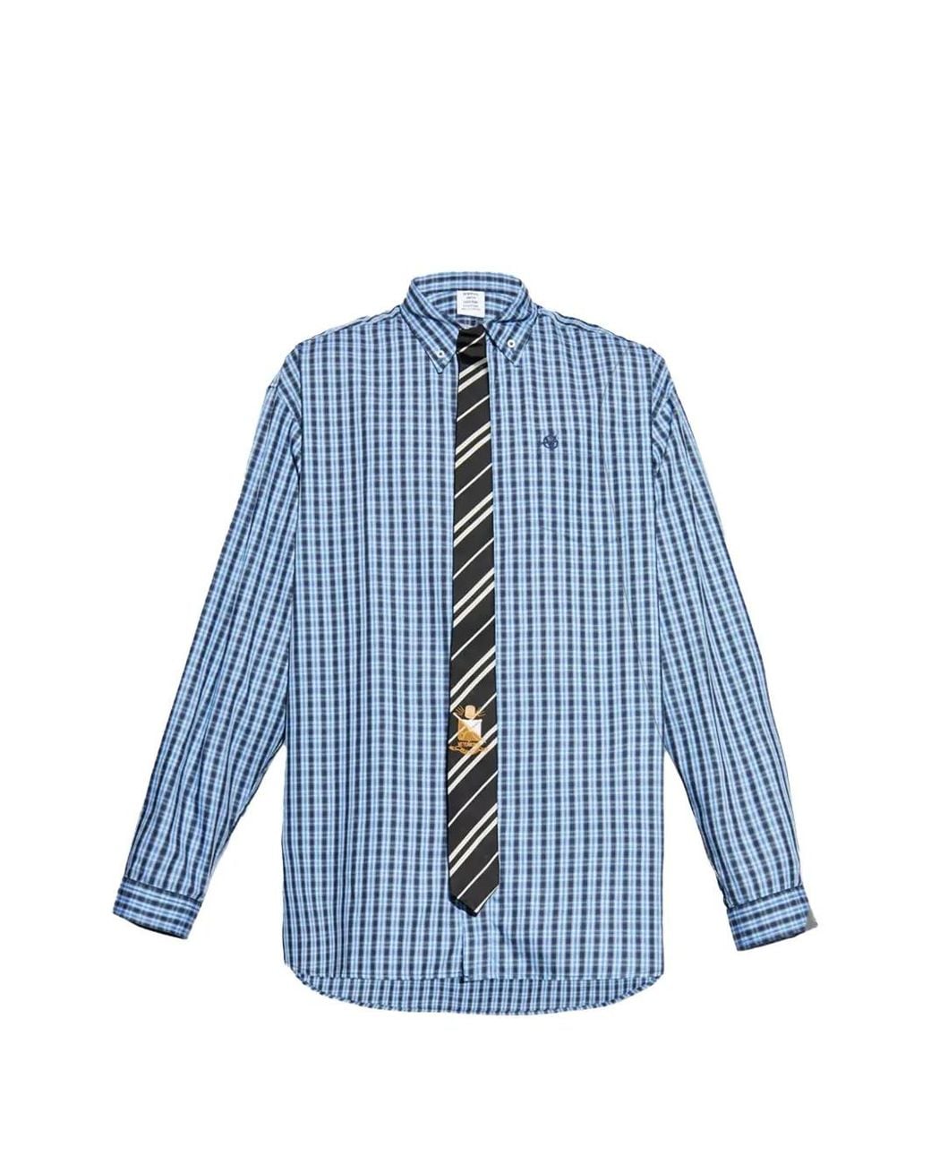 Vetements Blue Checked Tie Shirt for men