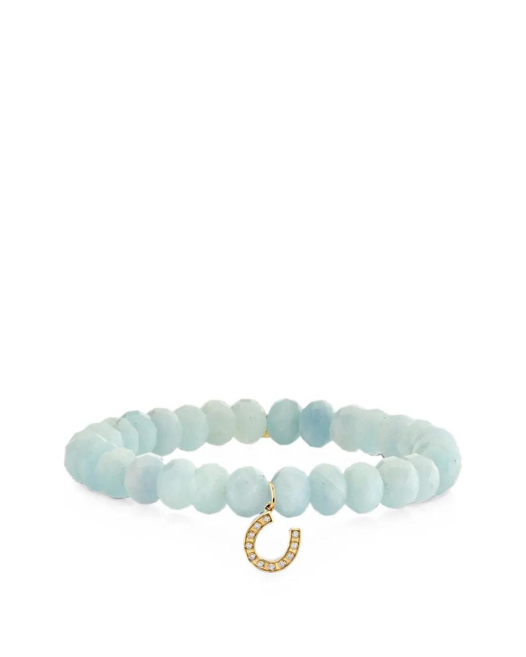 Sydney Evan Blue Aquamarine And Diamond Horseshoe Bracelet