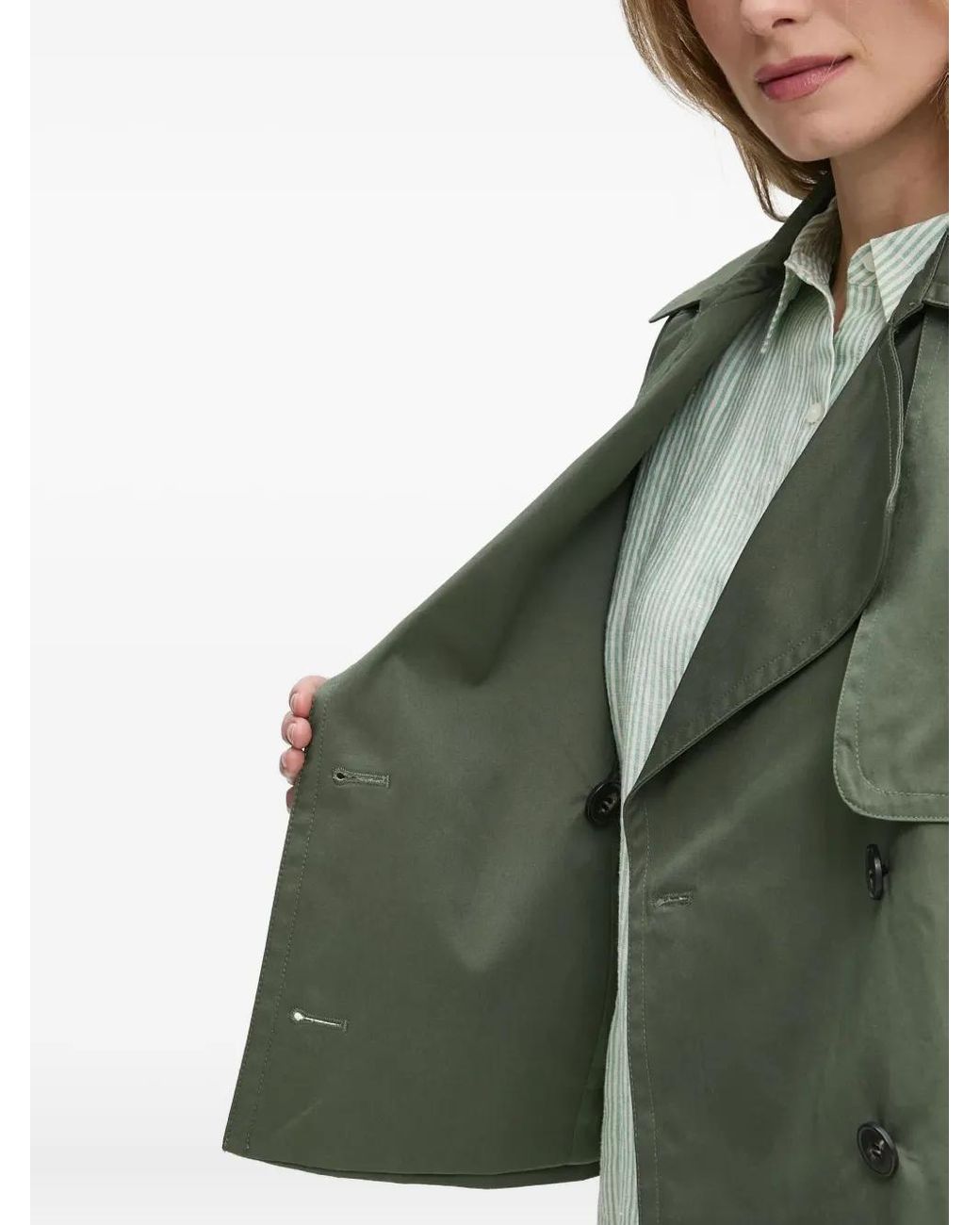 Benetton Green Double-Breasted Cropped Jacket