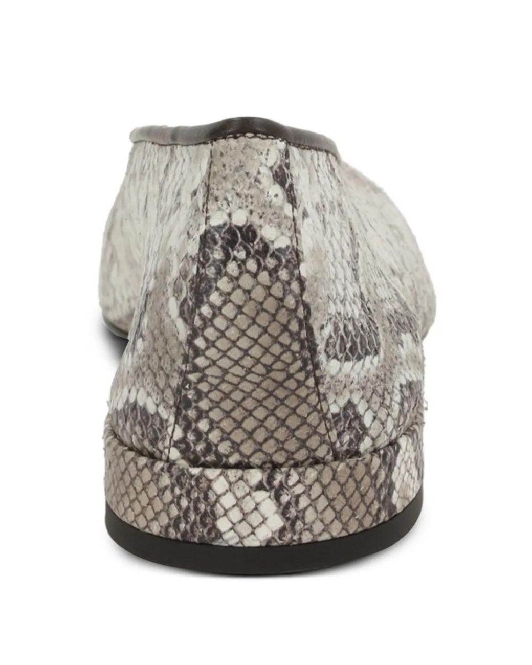 Giorgio Armani Gray Python-Print Squared Ballet Flats