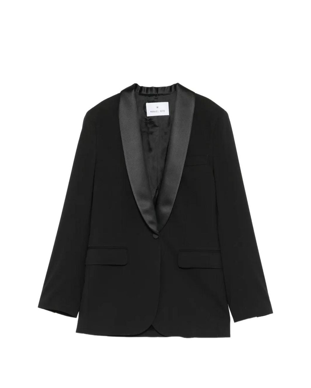 Manuel Ritz Black Loong-Sleeve Single-Breasted Blazer