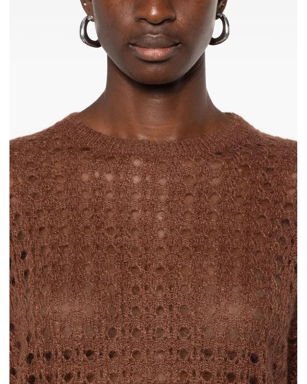 Fabiana Filippi Brown Open-Knit Sweater