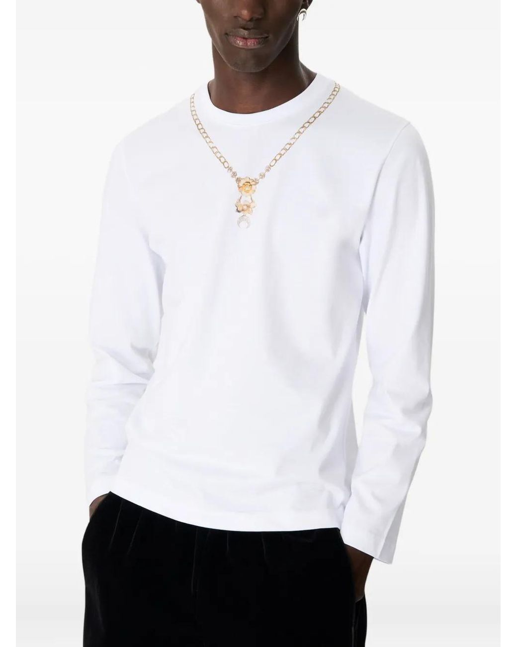 MARINE SERRE White Necklace-Print Long-Sleeve T-Shirt for men