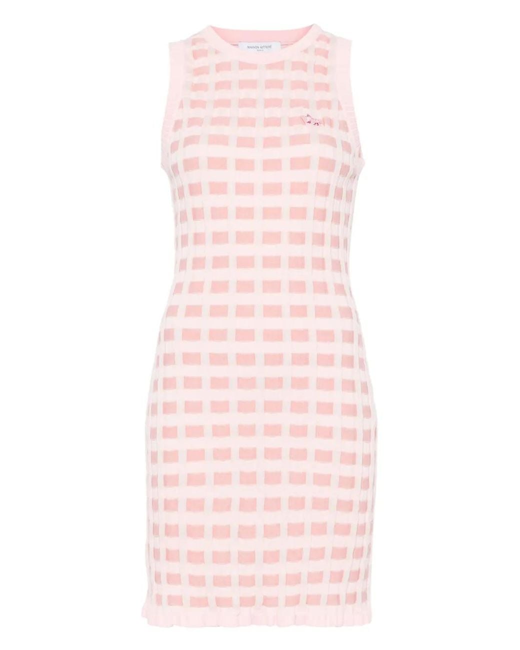 Maison Kitsuné Pink Fox Pattern Midi Dress