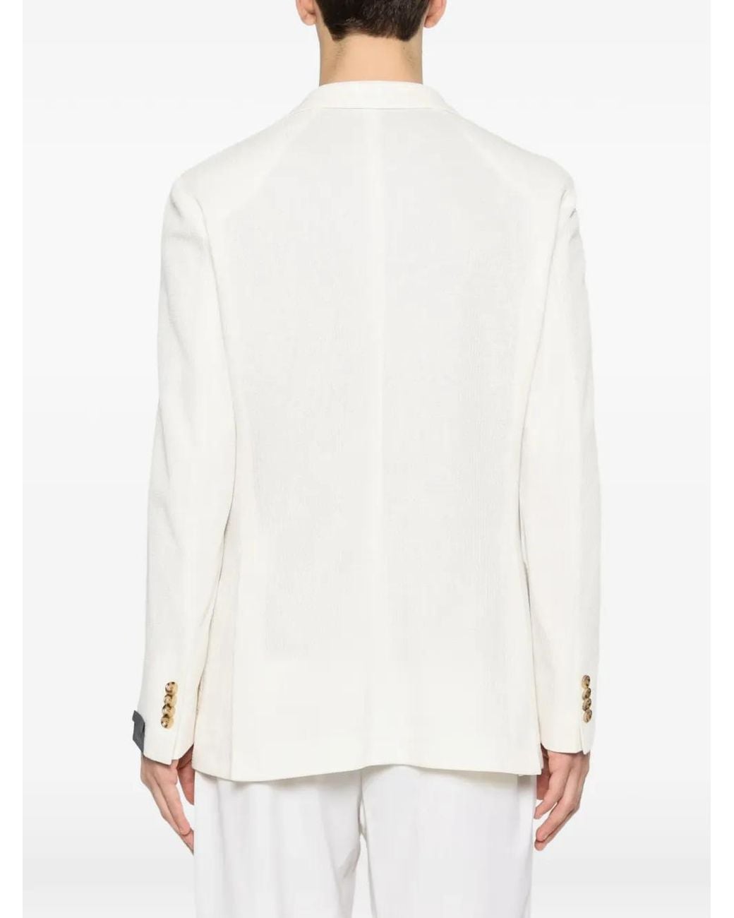 Sartoria Latorre White Single-Breasted Cotton Blazer for men