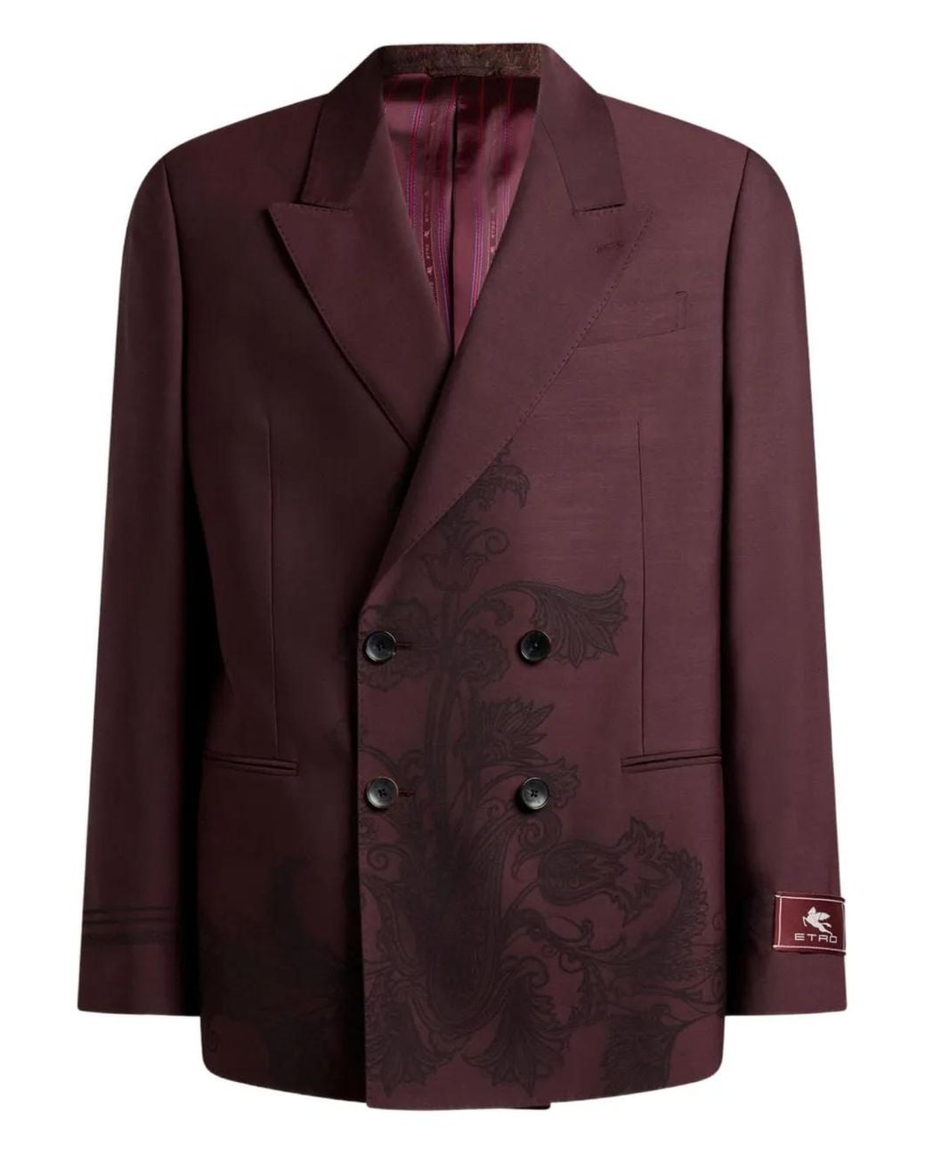 Etro Purple Double-Breasted Jacket With Placed Motif for men