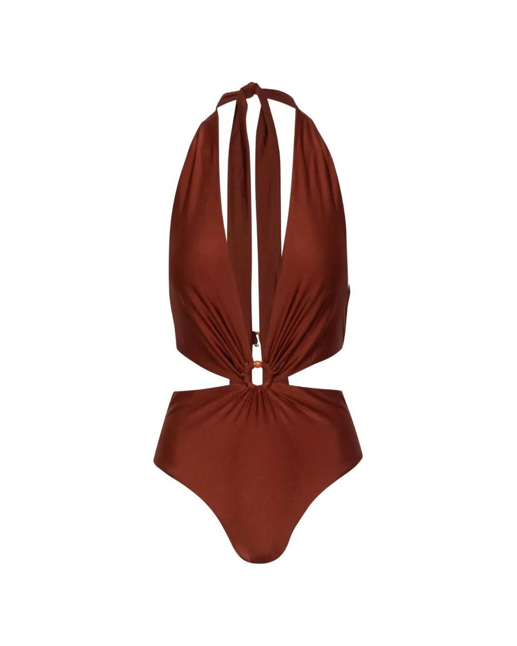 Baobab Red Selena V-Neck Ring-Detail Swimsuit