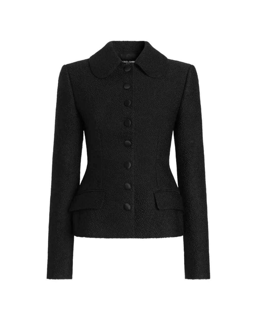 Dolce & Gabbana Black Surchemise En Laine À Boutonnière