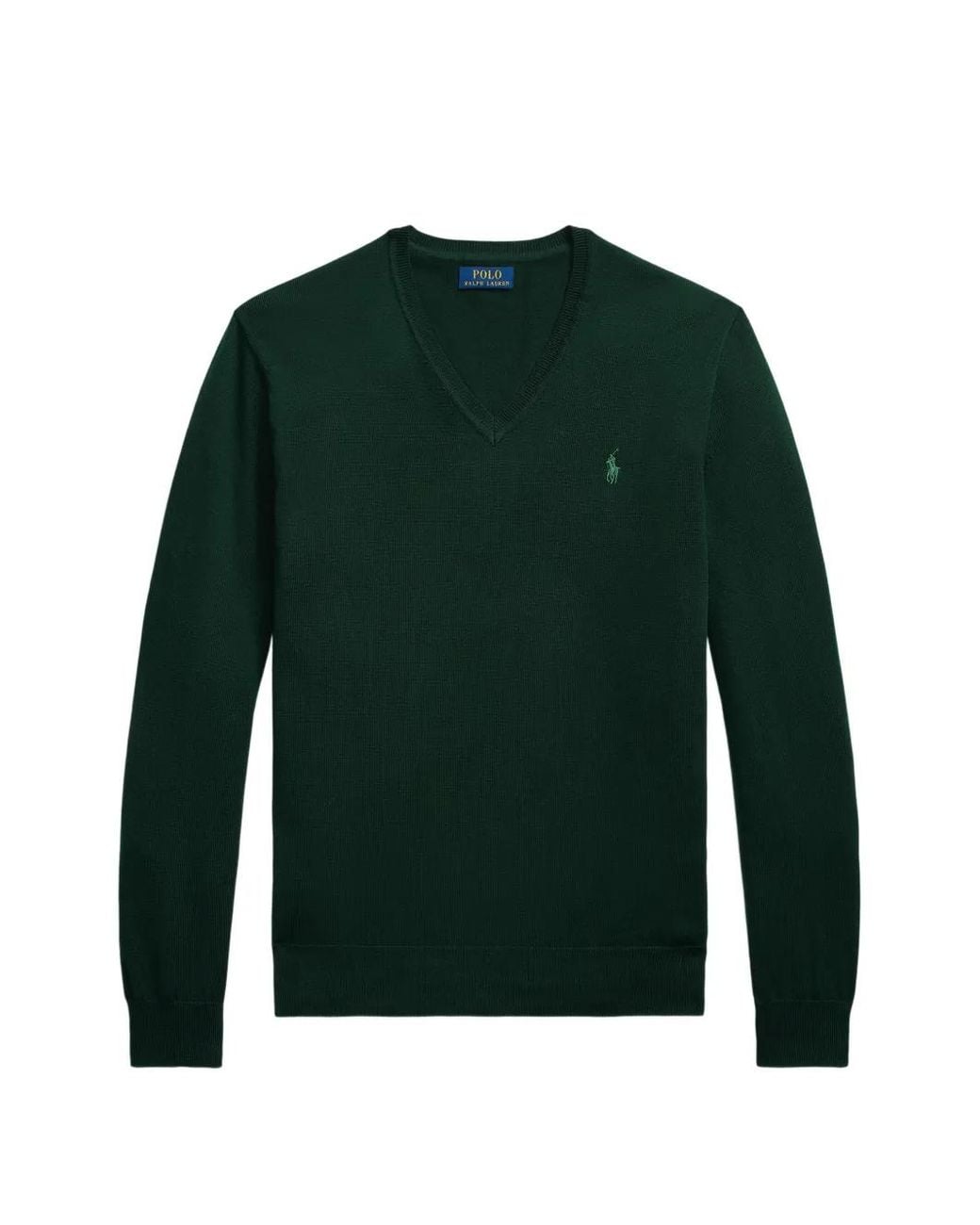Polo Ralph Lauren Green Embroidered-Logo V-Neck Sweater for men