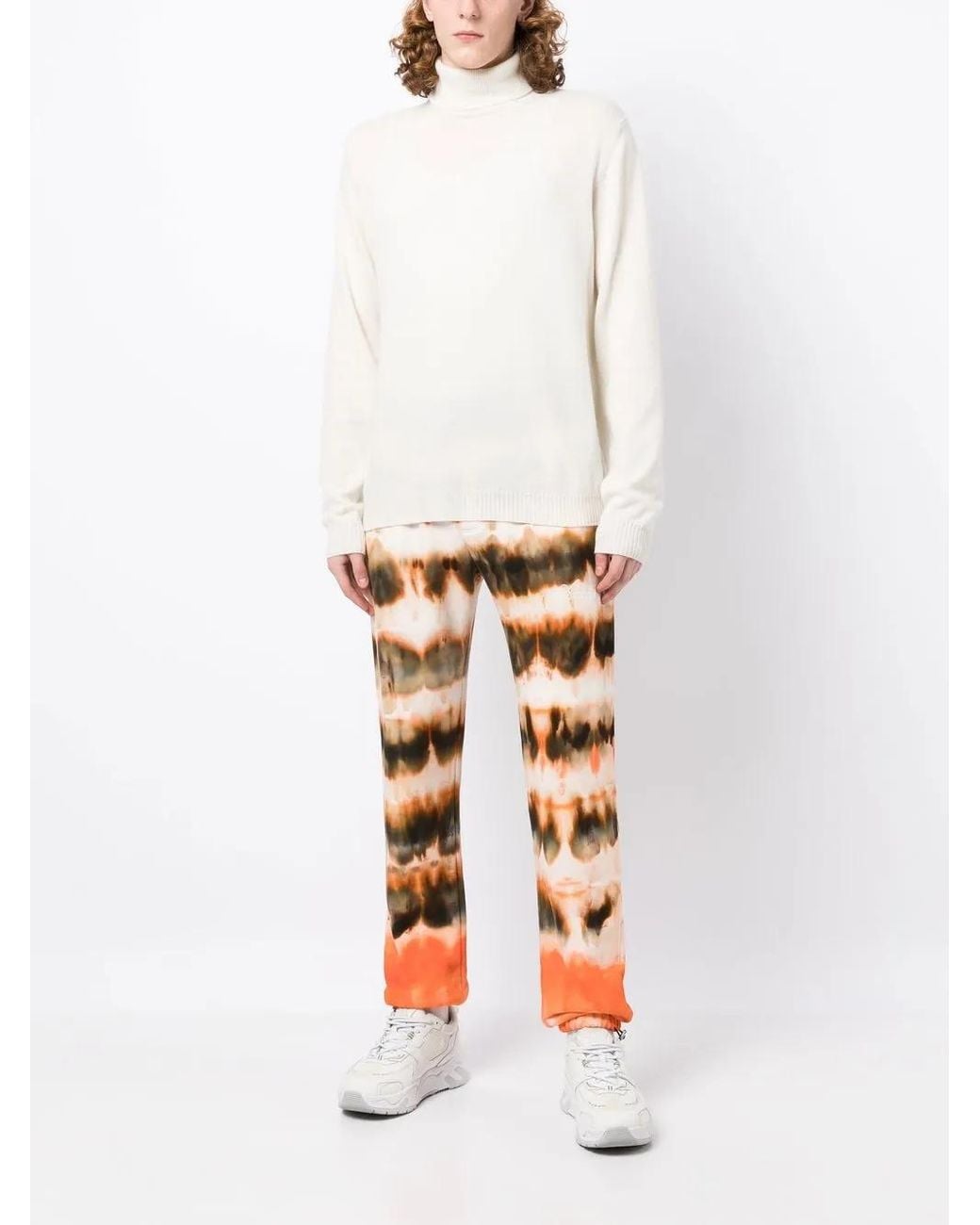 Amiri Orange Tie-Dye Print Cotton Track Pants for men