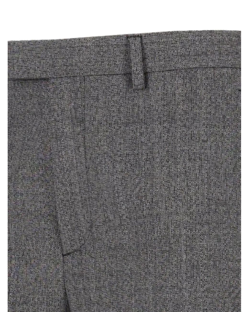 Valentino Garavani Gray Herringbone-Pattern Tailored Trousers for men