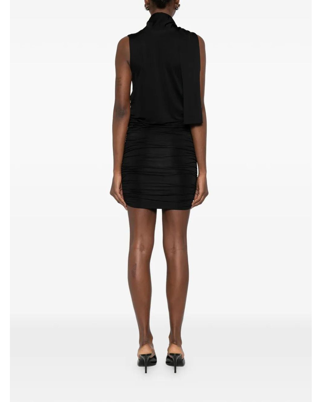 AYA MUSE Black Brise Tie Draped Dress
