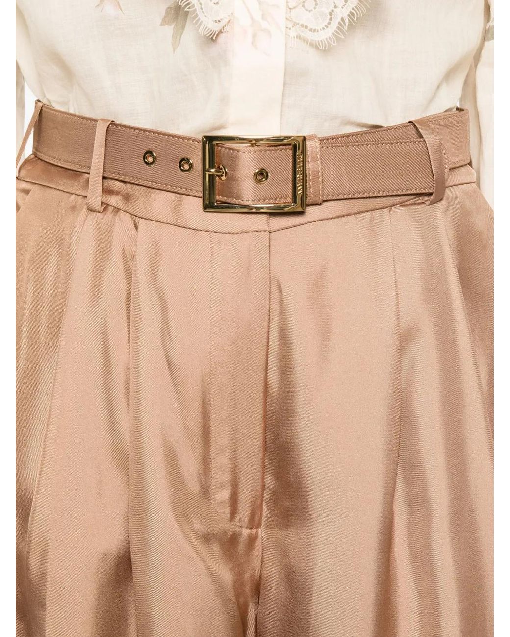 Zimmermann Natural Pleated Belted Trousers