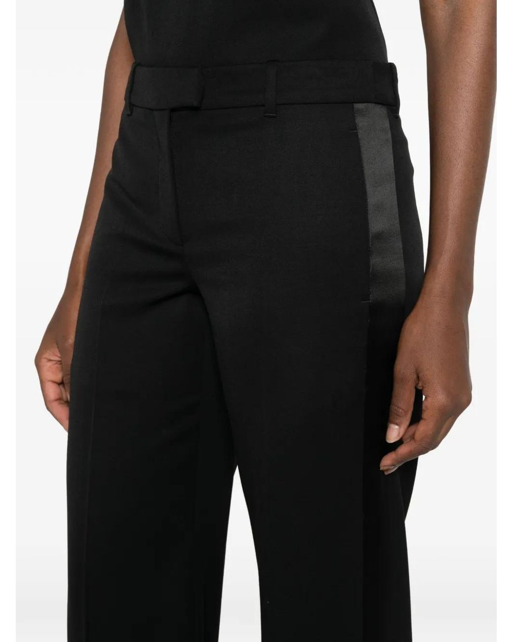 McQueen Black Satin-Trim Tailored Trousers