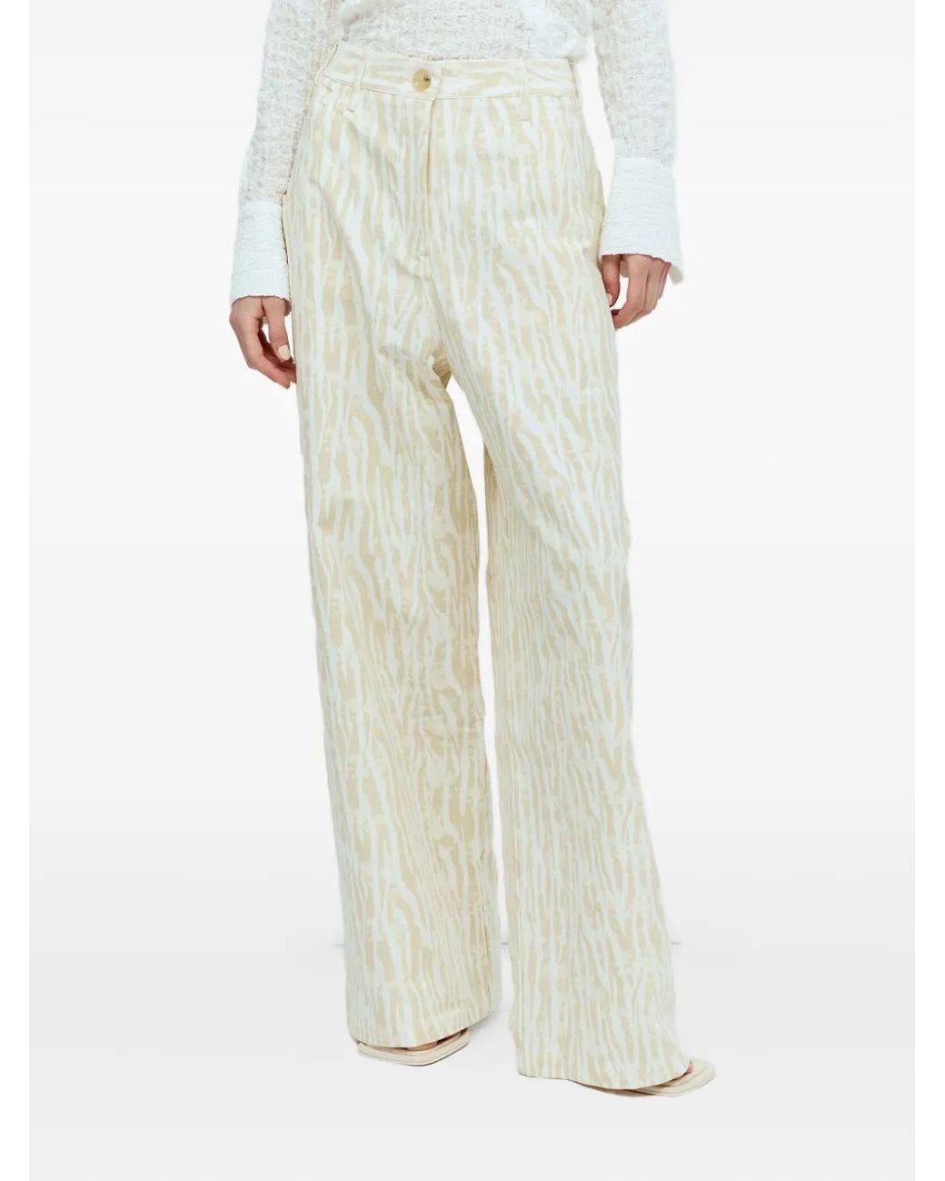 Song For The Mute White Zebra-Print Trousers