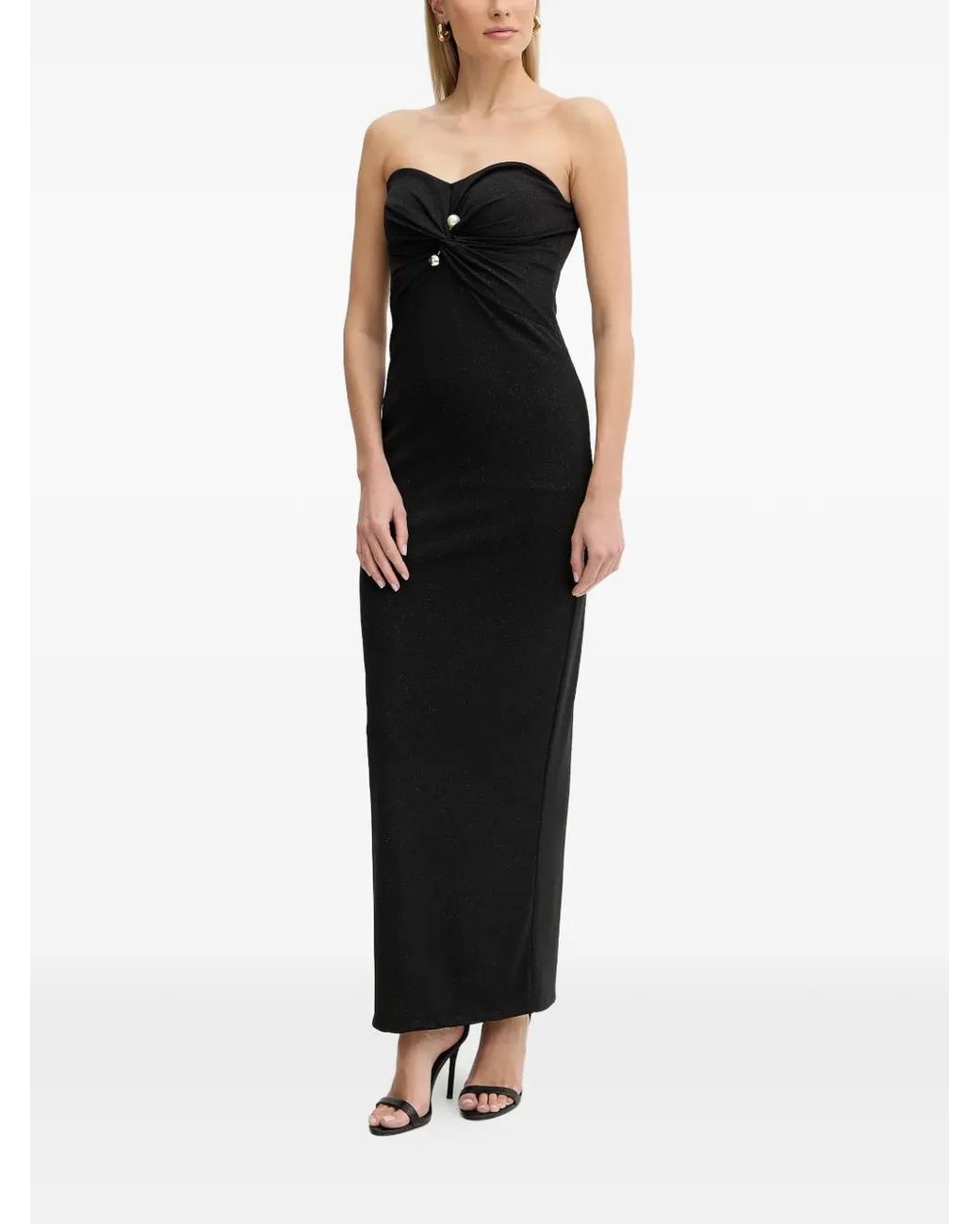 Fracomina Black Knot Pearl-Embellishment Maxi Dress