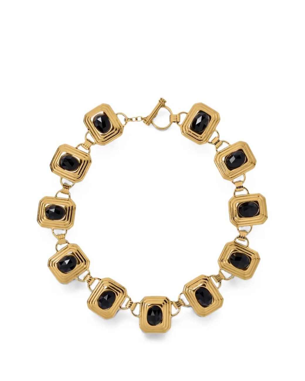 Alessandra Rich Metallic Crystal-Embellished Geometric-Link Necklace