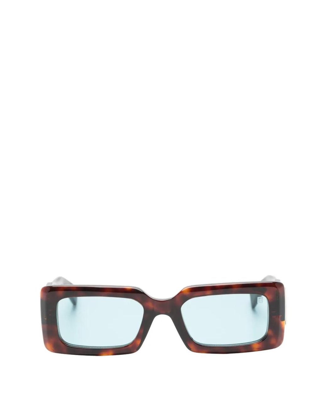 Balmain Brown Skyler Tortoiseshell-Effect Rectangle-Frame Sunglasses