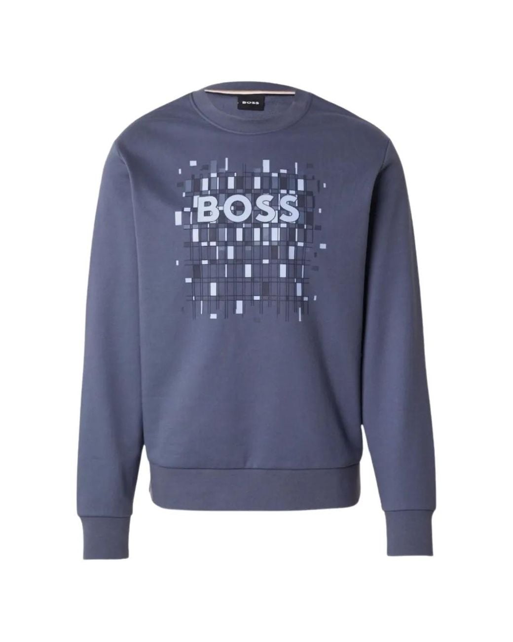 Boss Blue Logo-Print Sweatshirt for men