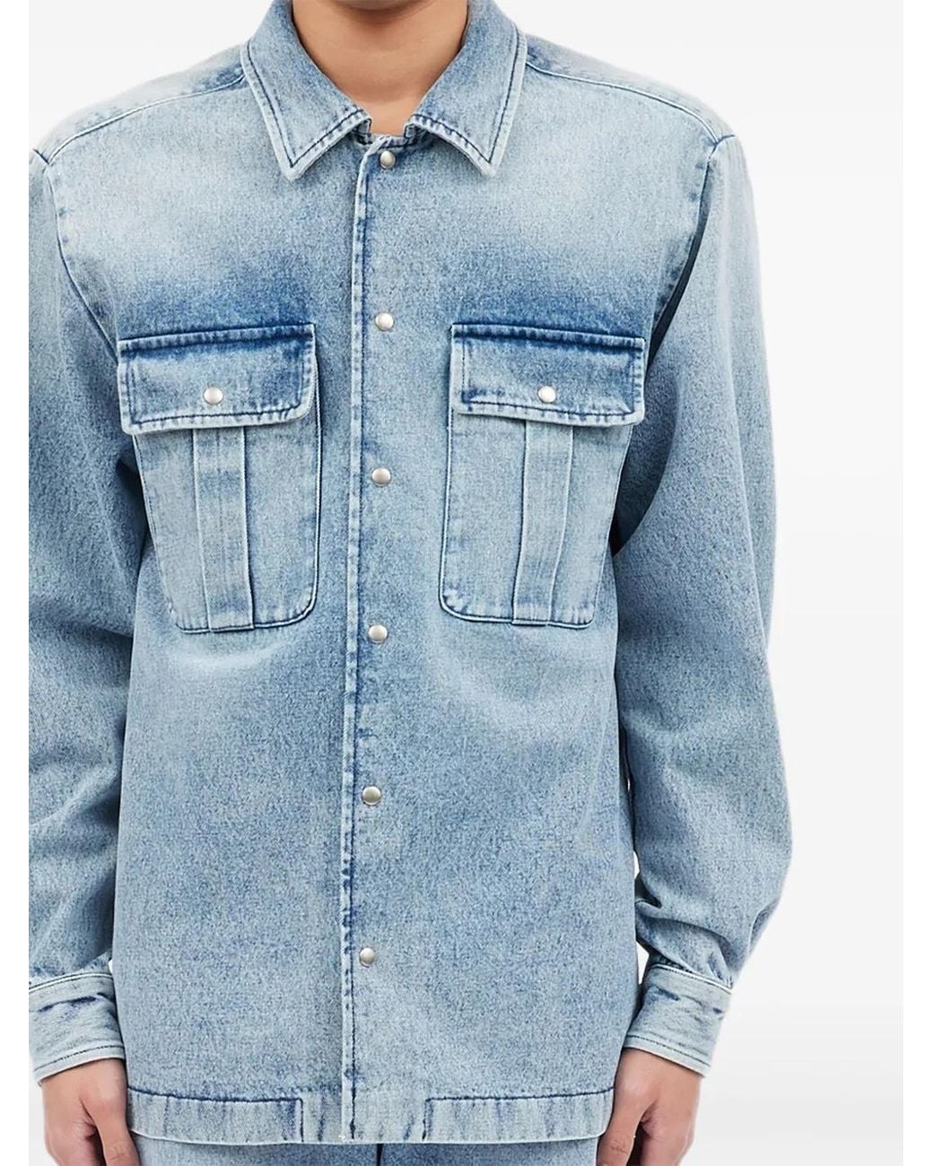 MM6 by Maison Margiela Blue Longsleeved Pocket Shirt for men