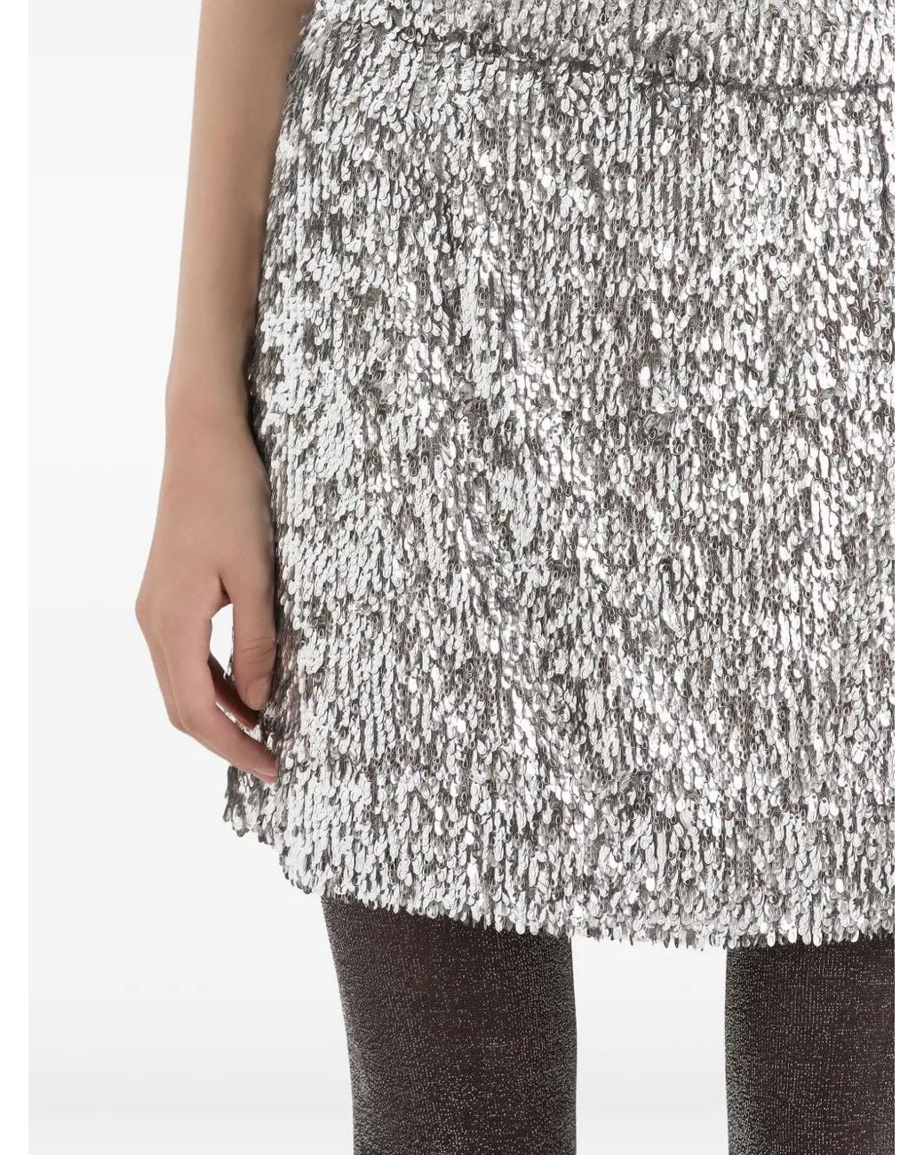 Dolce & Gabbana Gray Sequined Mini Skirt