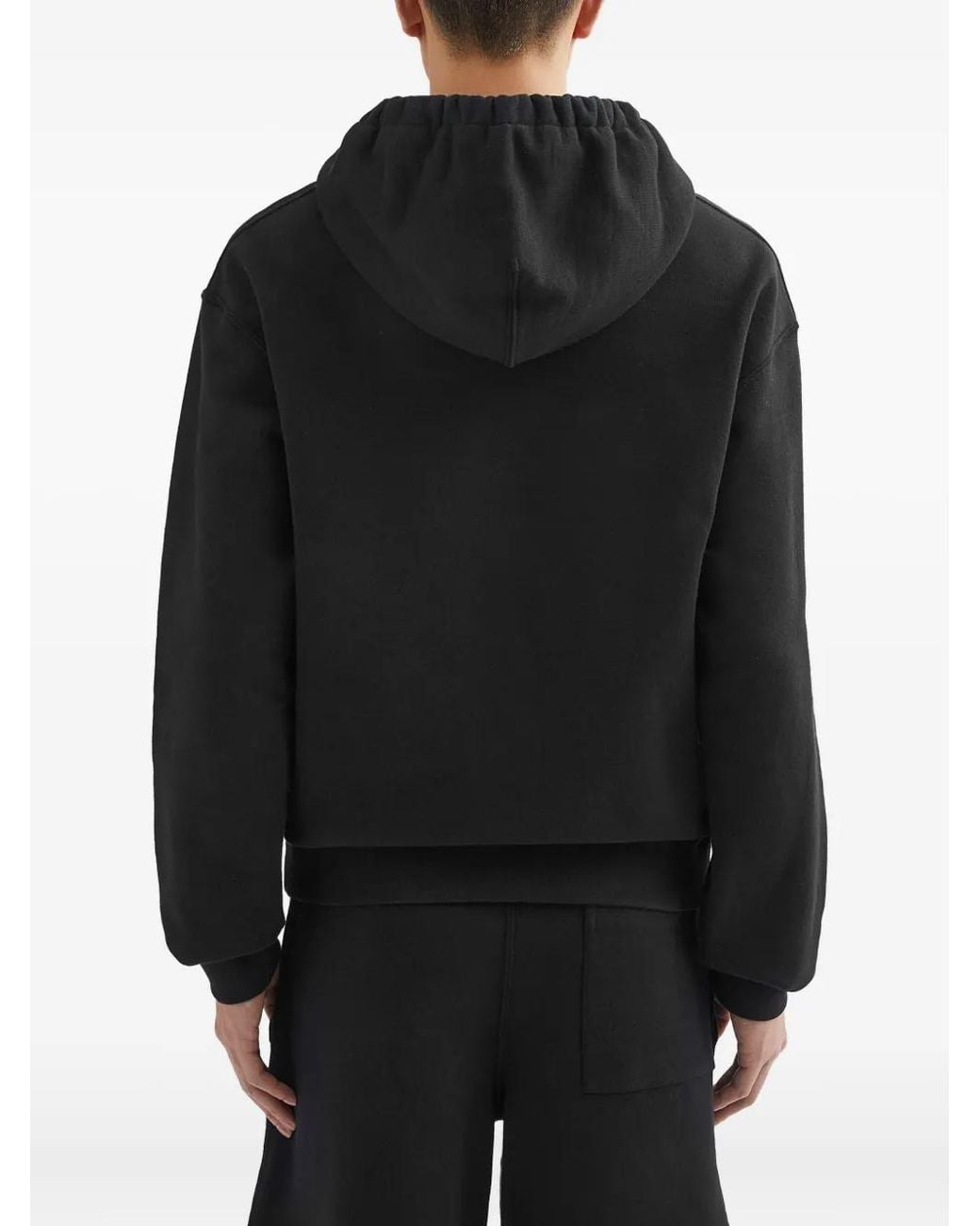 Jil Sander Black Cotton Terry Hoodie for men
