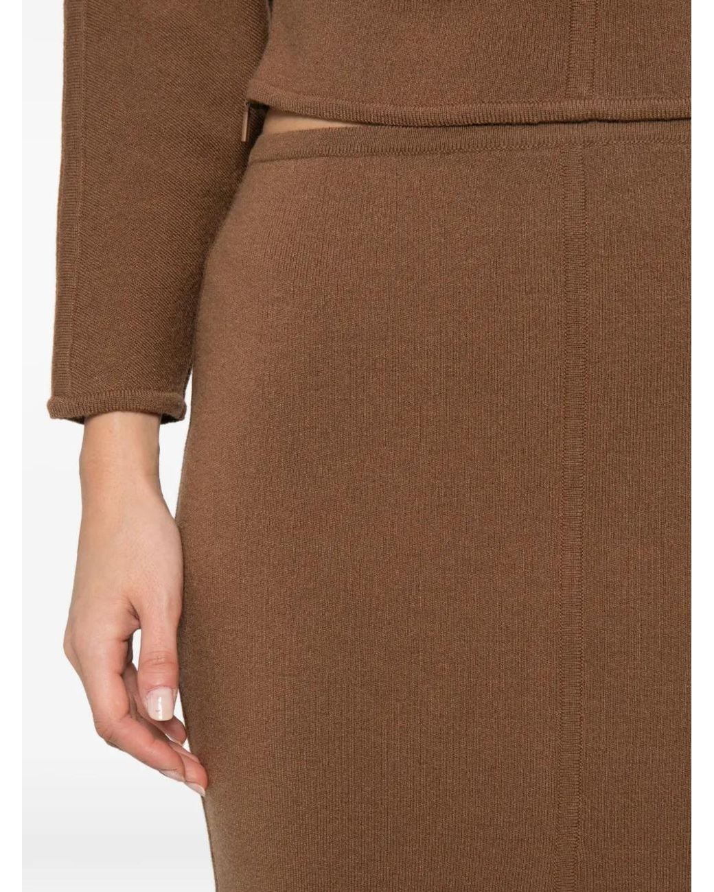 Max Mara Brown Raised-Seam Knitted Skirt