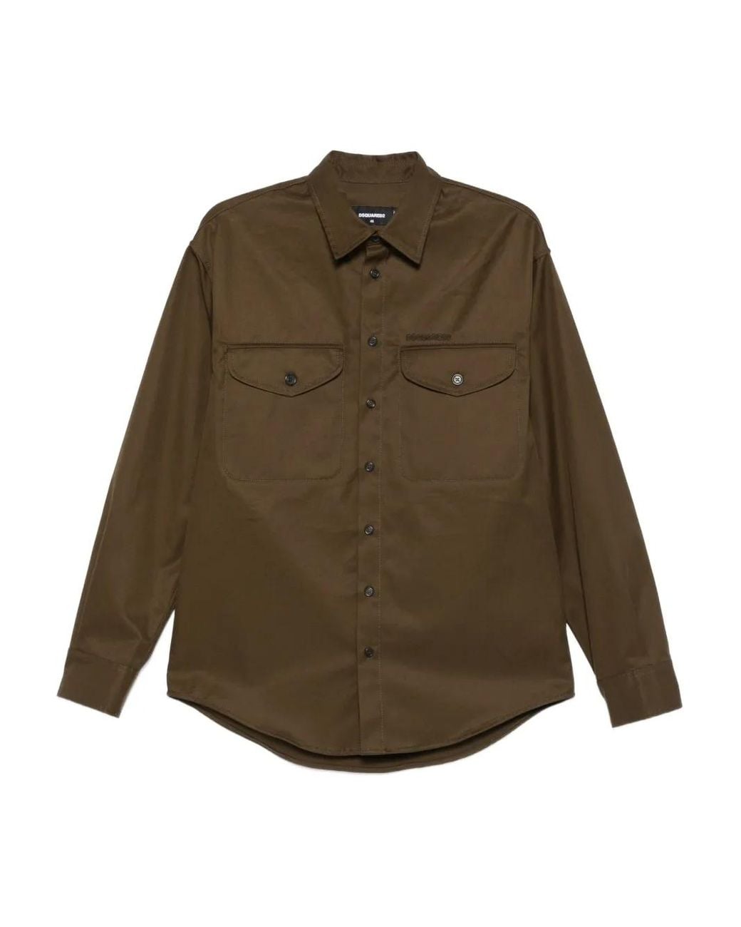 DSquared² Green Utility Double-Pocket Cotton Shirt for men
