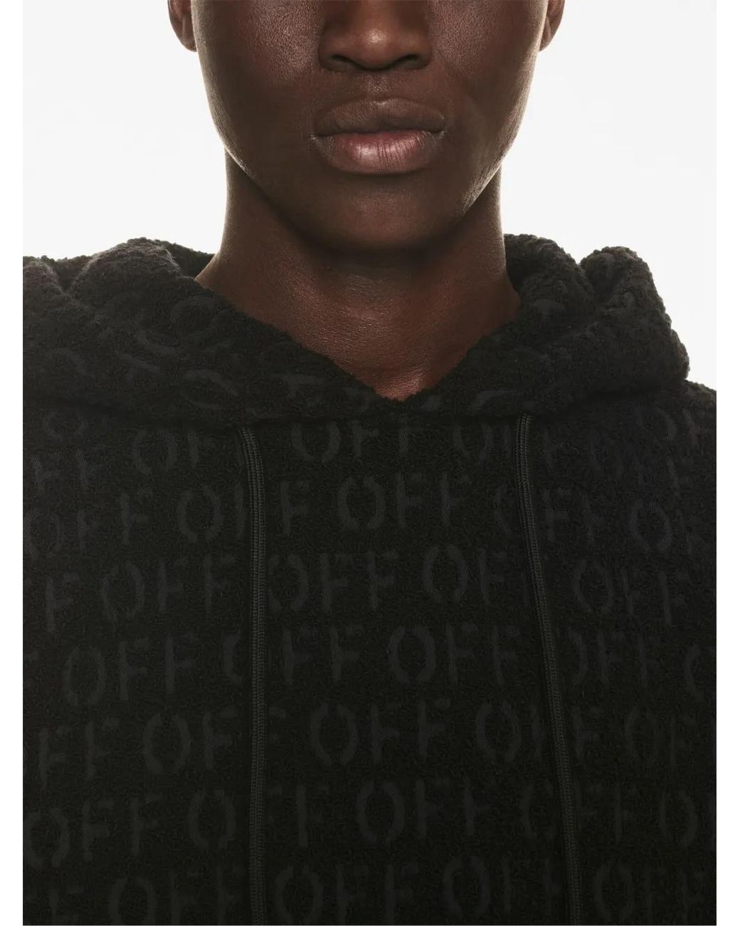 Off-White c/o Virgil Abloh Black Logo Bouclé Hoodie for men