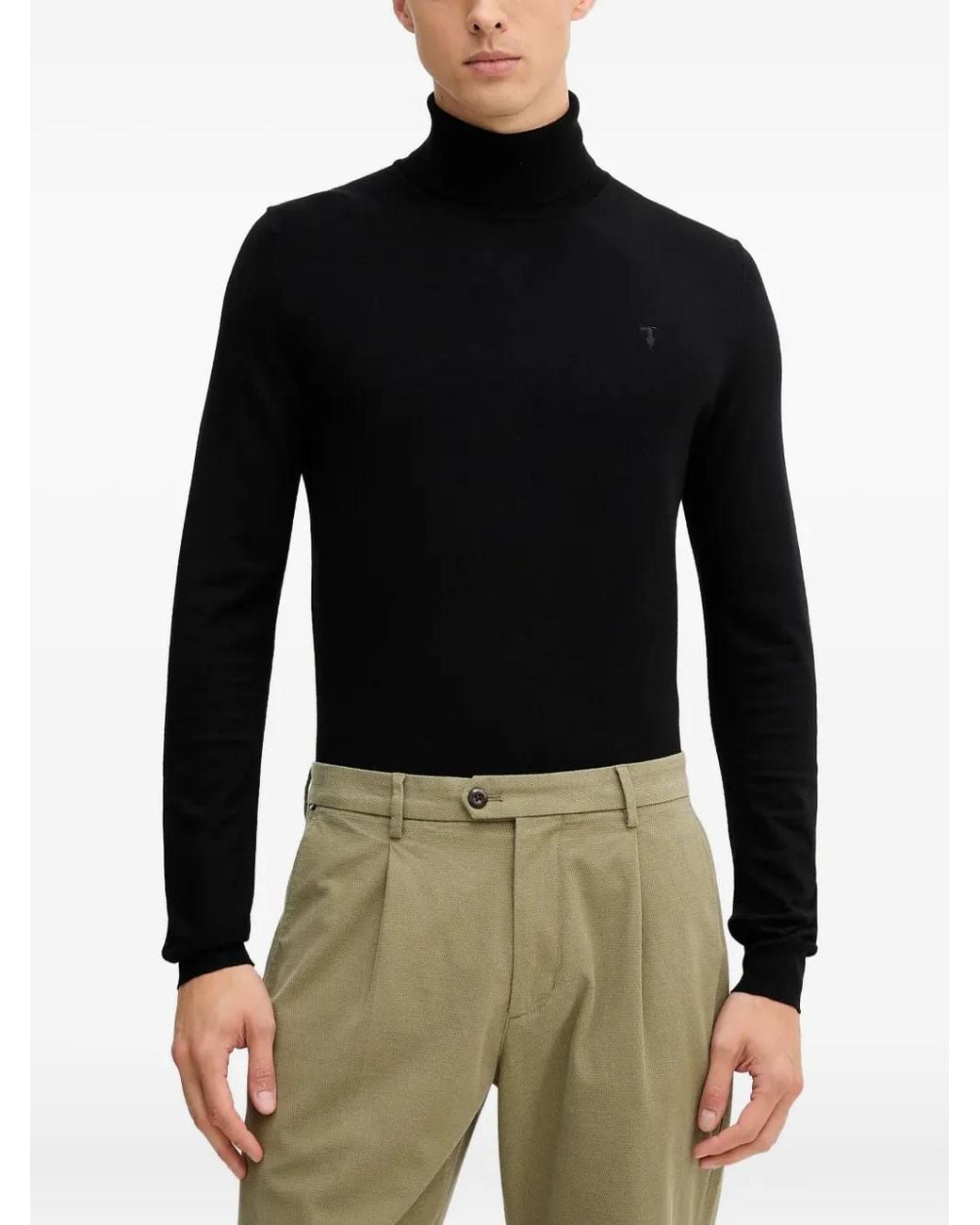 Trussardi Blue Embroidered Sweater for men