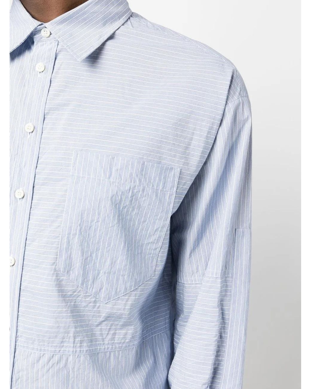 DSquared² Blue Stripe-Pattern Cotton Shirt for men