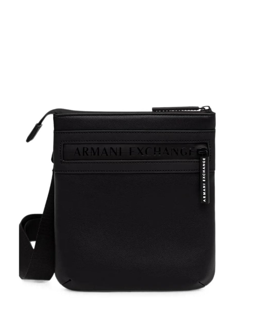 ARMANI EXCHANGE Black Logo-Embossed Belt Bag for men