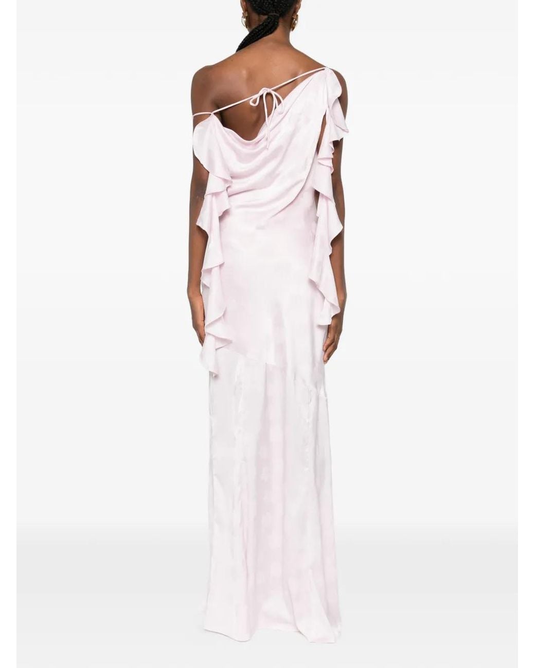 ROTATE BIRGER CHRISTENSEN Pink Rotate Floral Jacquard Waterfall Maxi Dress