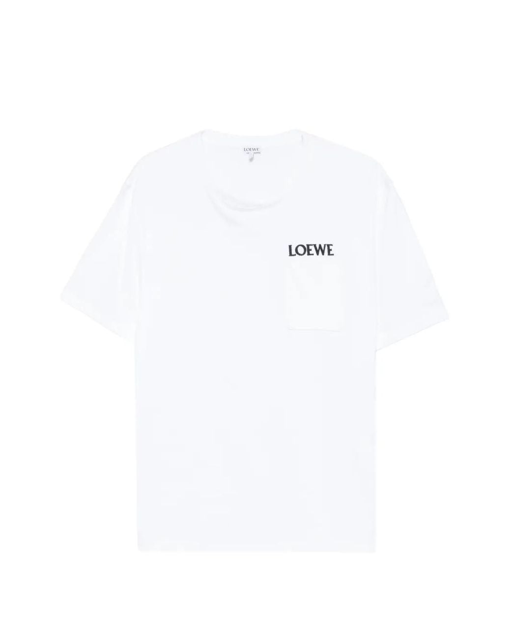 Loewe White Logo-Embroidered Pocket T-Shirt
