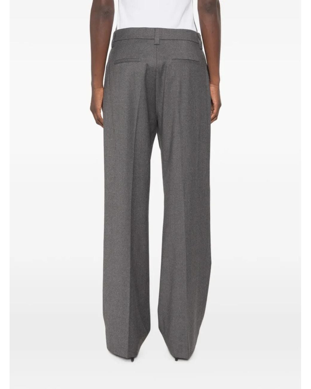 Antonelli Gray Salice Pleated Wide-Leg Trousers