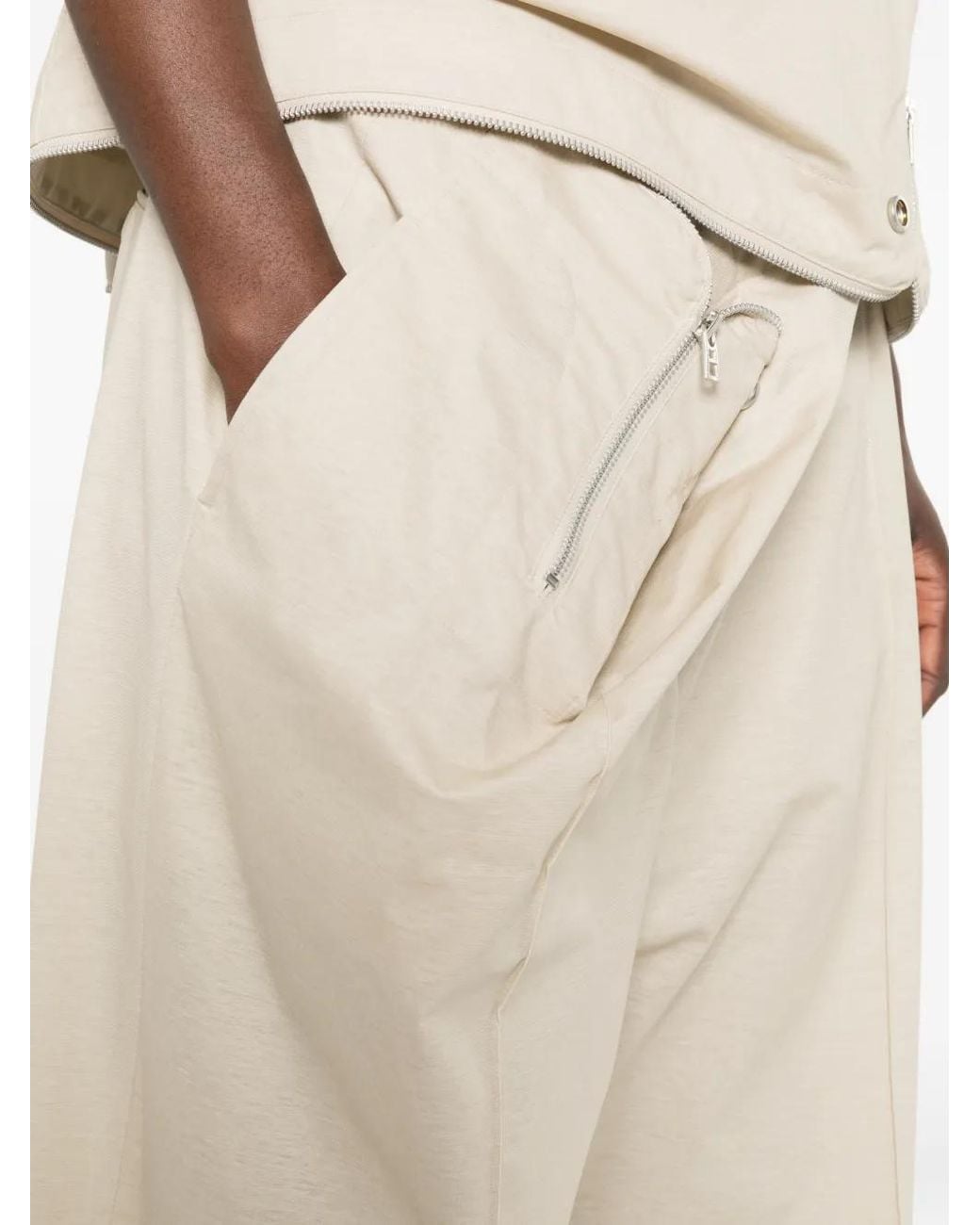 Issey Miyake White Zip-Detail Trousers