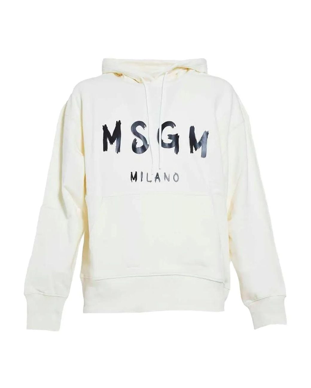 MSGM White Logo-Print Hoodie for men