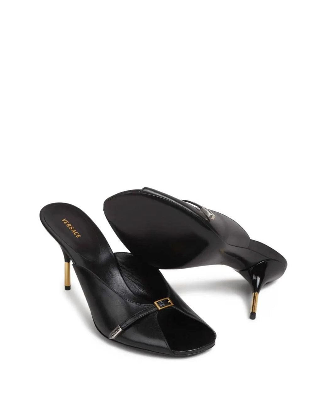 Versace Black Mules Nyx 80 Mm En Cuir