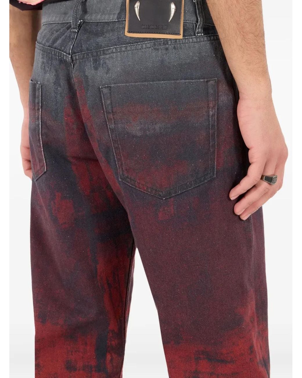 Roberto Cavalli Red Dyed-Effect Jeans for men