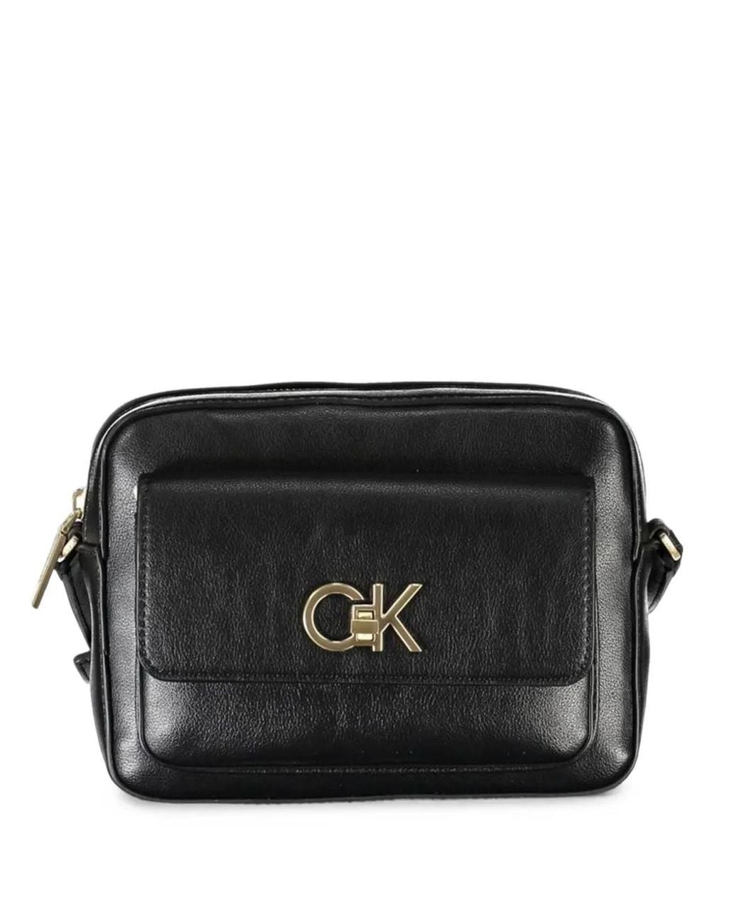 Calvin Klein Black Small Logo-Plaque Shoulder Bag