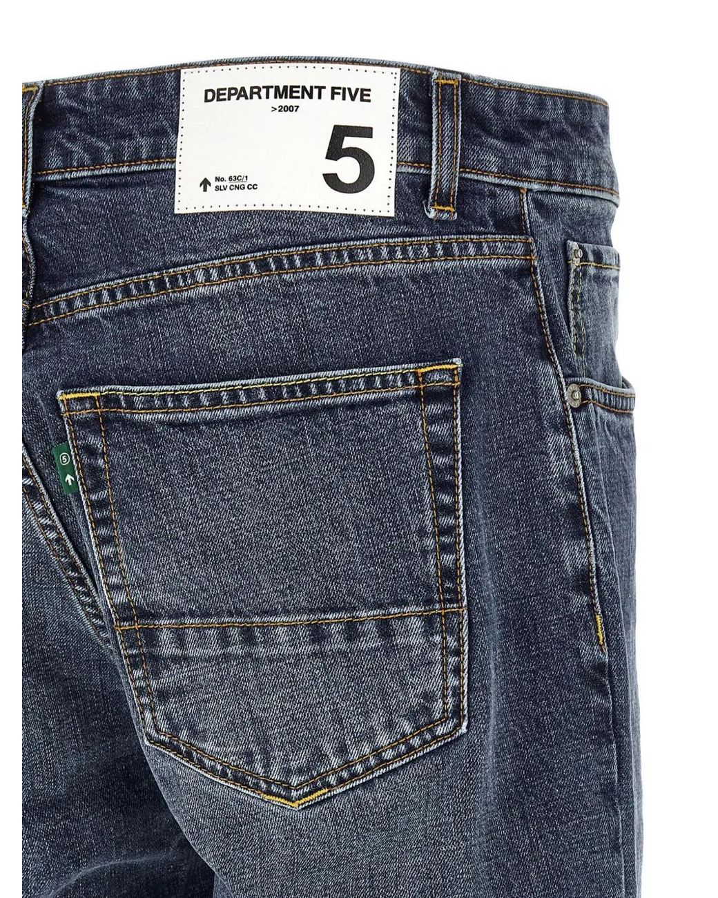 Department 5 Blue Contrast Stitching Straight Jeans for men