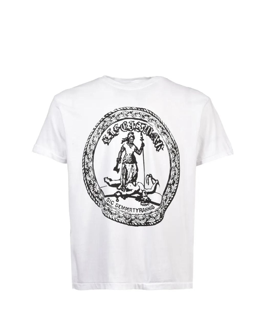 lifeiswar Gray Semper Tyrannis Logo-Print T-Shirt for men