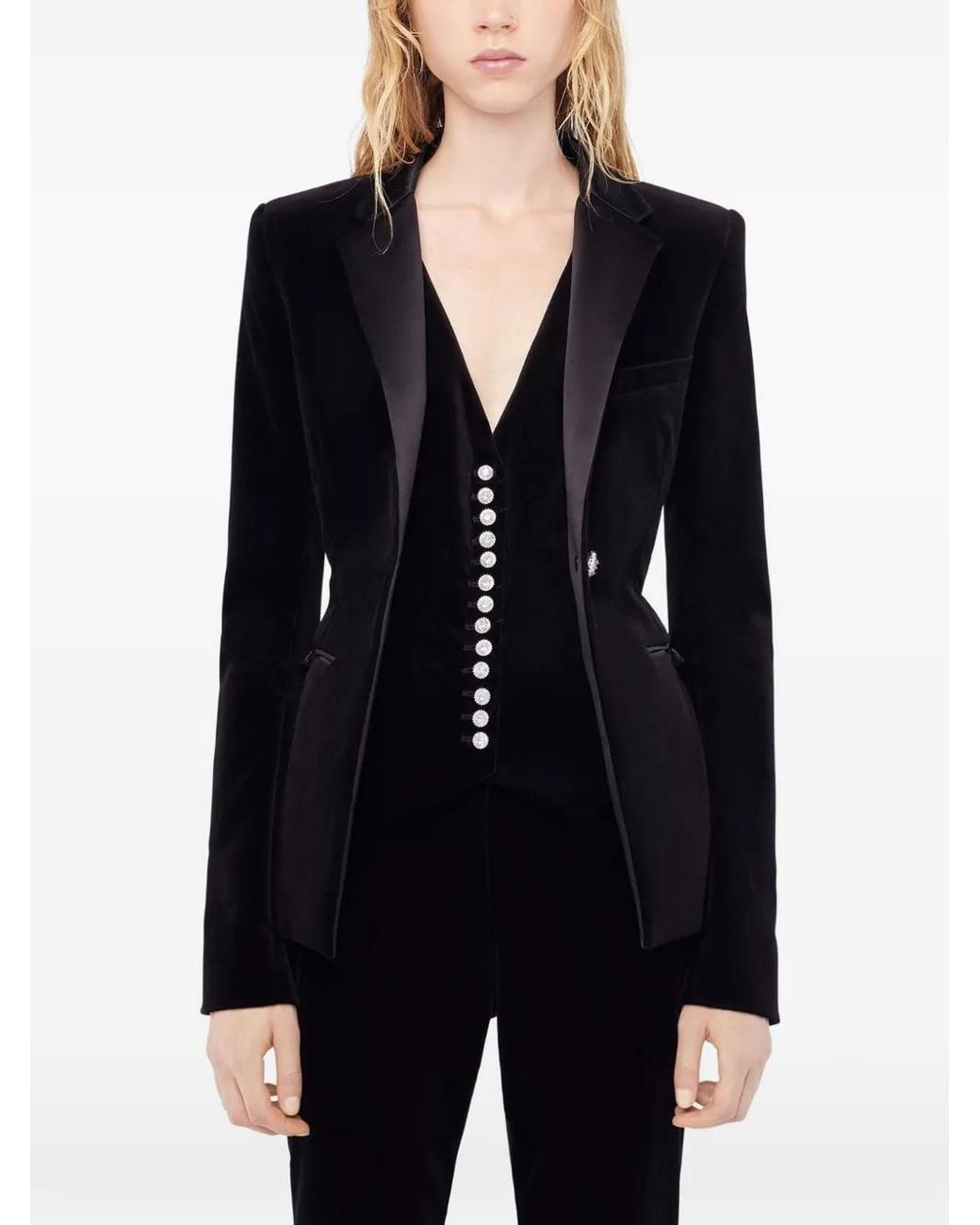 Rabanne Black Velvet Tailored Jacket
