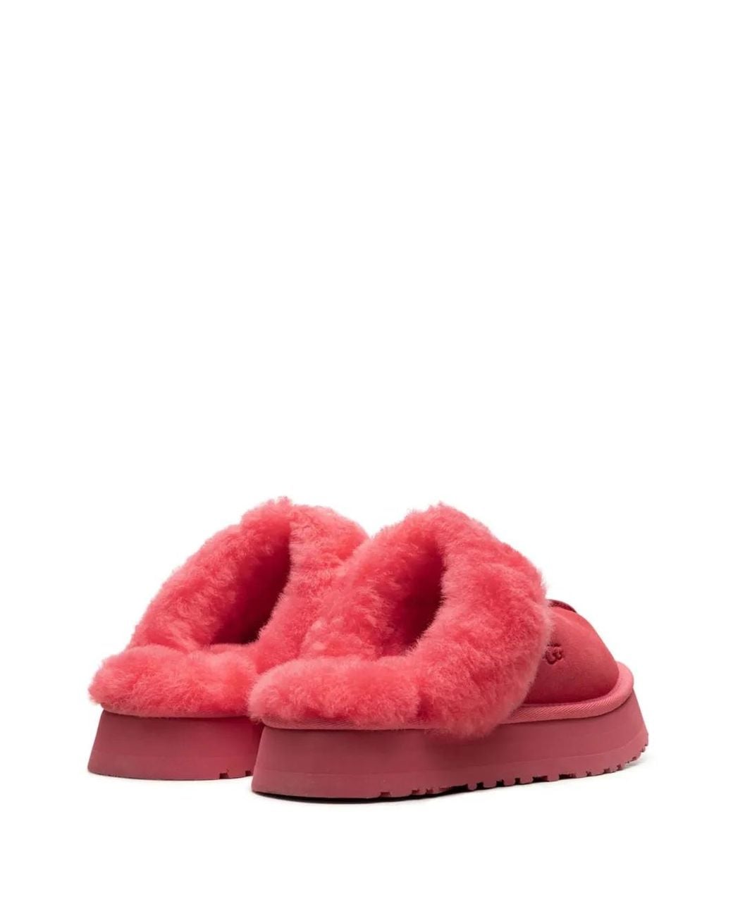 Ugg Red Disquette Shearling Platform Slippers